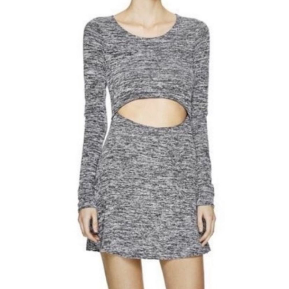 Aritzia Wilfred Free Solange Cutout Mini Dress Long Sleeve Dark Gray Size S
